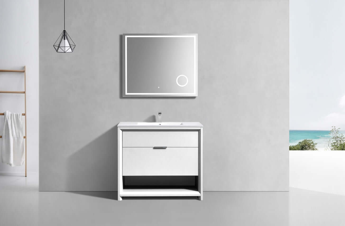 NUDO 40″ Modern bathroom Vanity in Teal Green Finish & Gloss White Finish