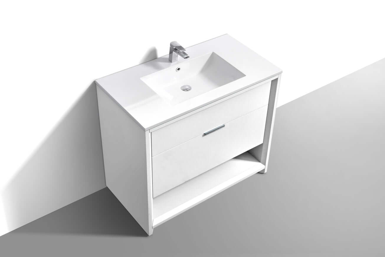 NUDO 40″ Modern bathroom Vanity in Teal Green Finish & Gloss White Finish