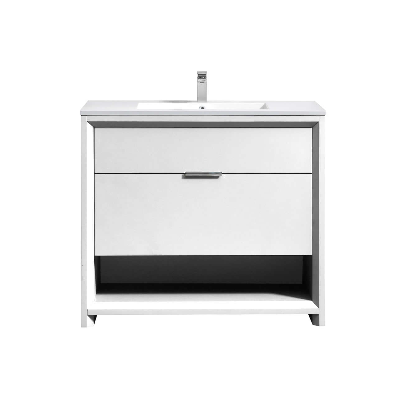 NUDO 40″ Modern bathroom Vanity in Teal Green Finish & Gloss White Finish