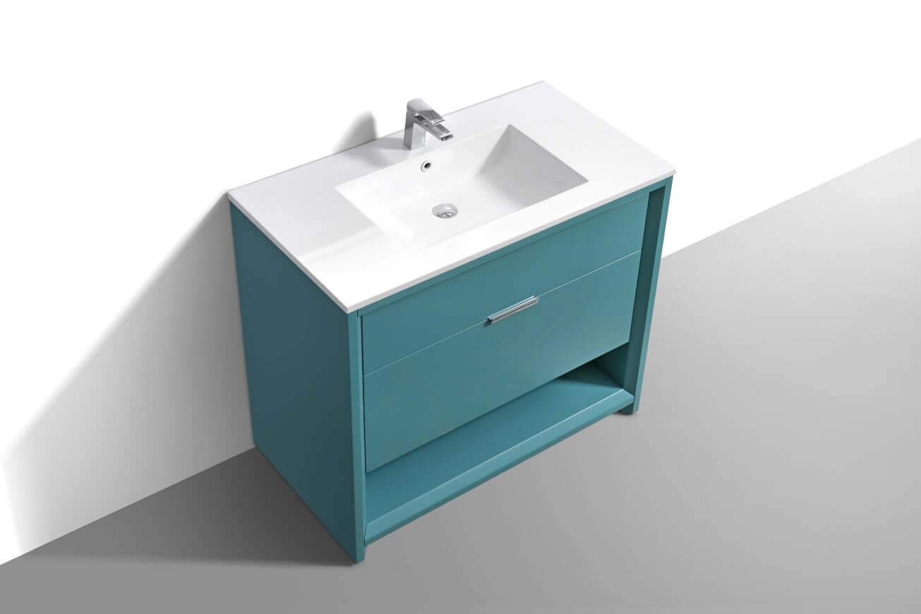 NUDO 40″ Modern bathroom Vanity in Teal Green Finish & Gloss White Finish