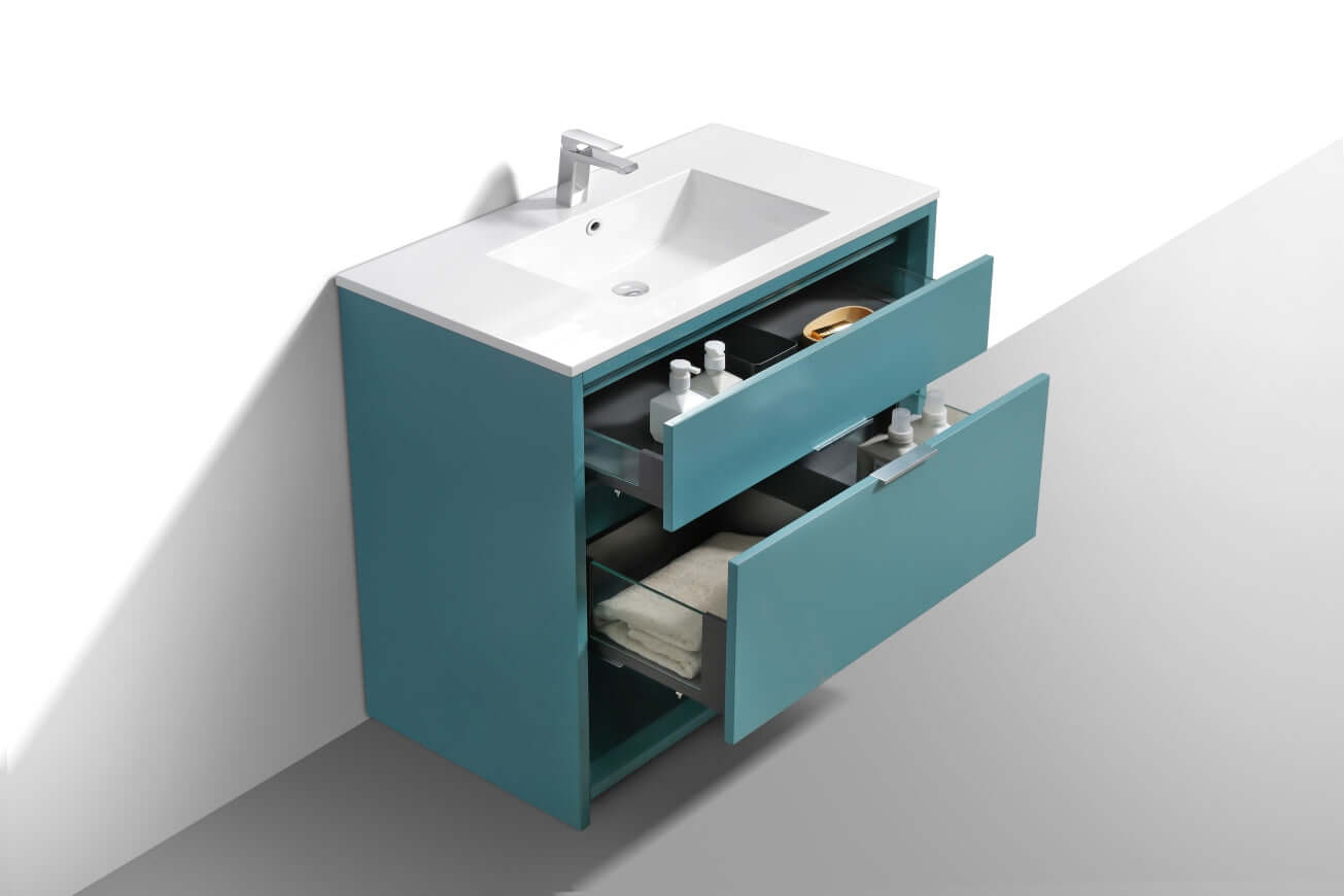 NUDO 40″ Modern bathroom Vanity in Teal Green Finish & Gloss White Finish