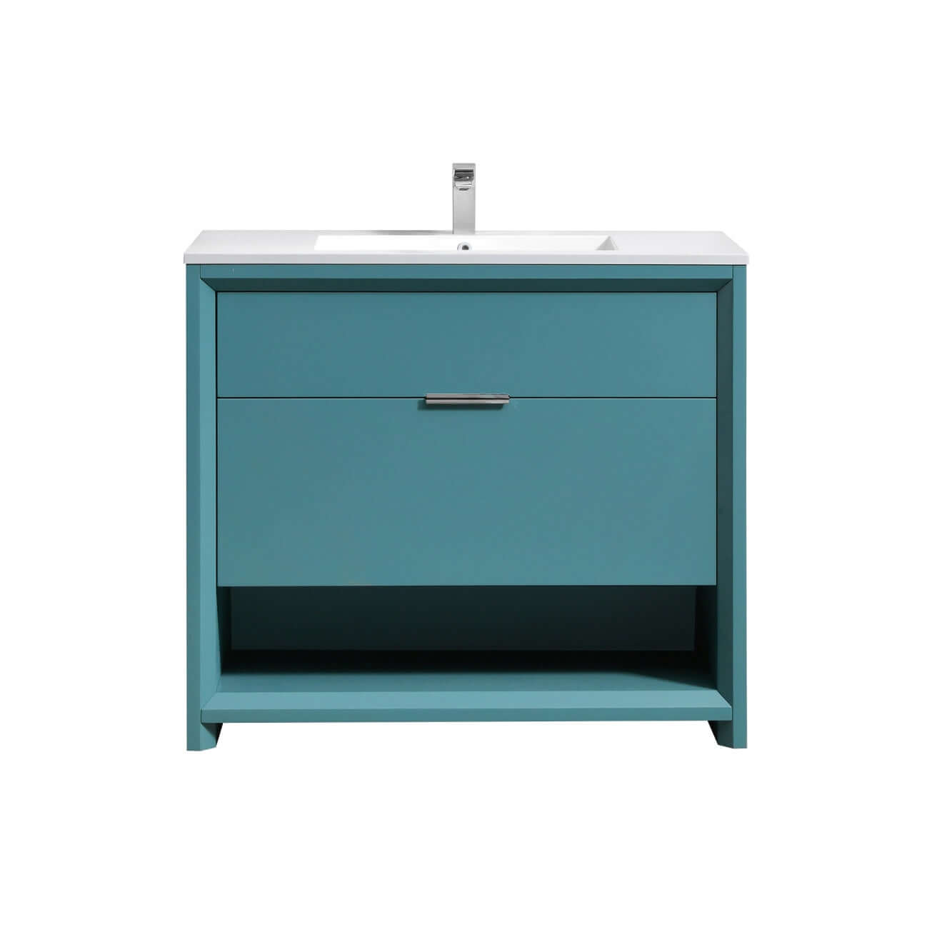 NUDO 40″ Modern bathroom Vanity in Teal Green Finish & Gloss White Finish