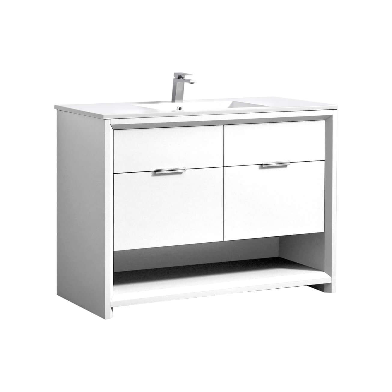 NUDO 48″ Single Sink Modern bathroom Vanity in Teal Green Finish & Gloss White Finish