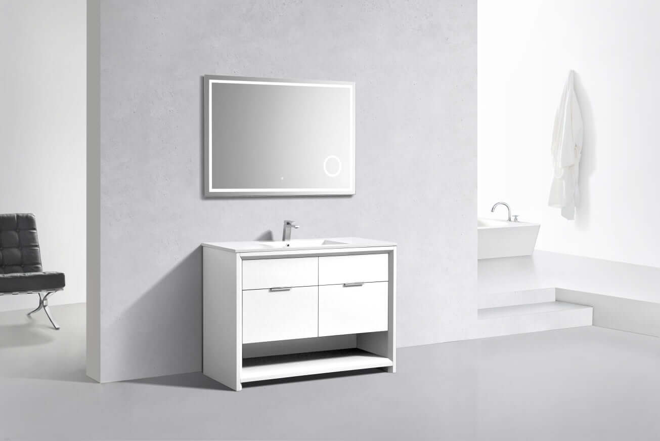 NUDO 48″ Single Sink Modern bathroom Vanity in Teal Green Finish & Gloss White Finish