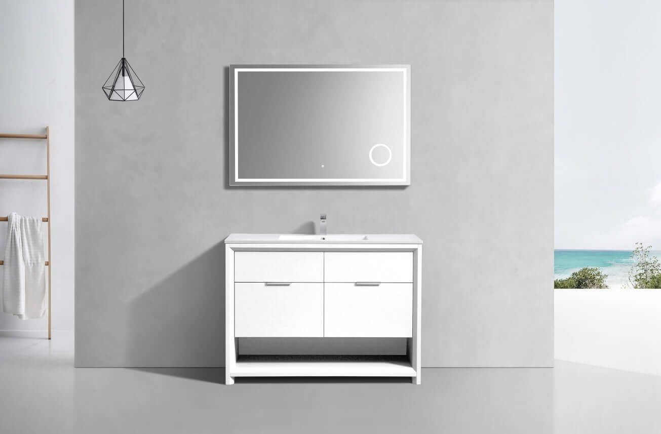 NUDO 48″ Single Sink Modern bathroom Vanity in Teal Green Finish & Gloss White Finish