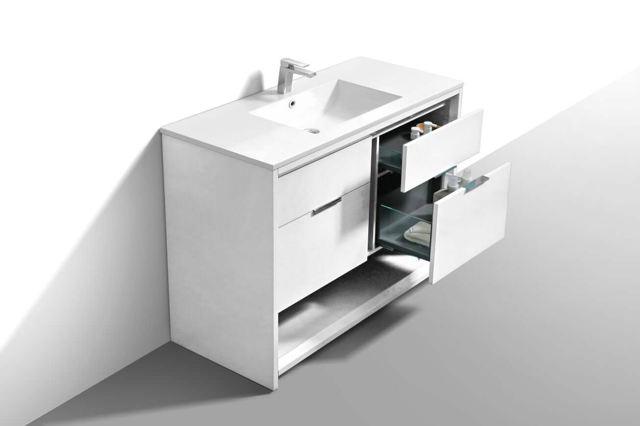 NUDO 48″ Single Sink Modern bathroom Vanity in Teal Green Finish & Gloss White Finish