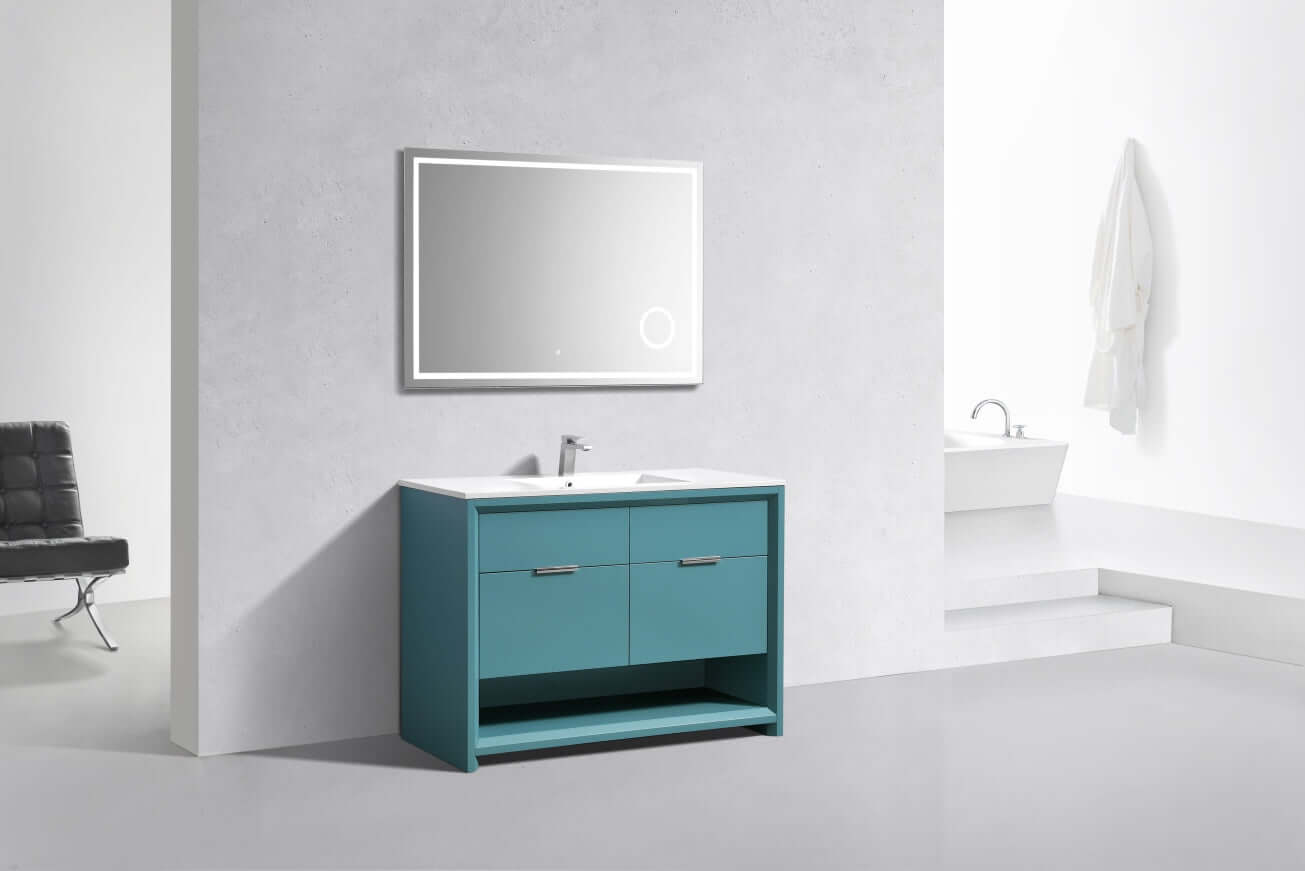 NUDO 48″ Single Sink Modern bathroom Vanity in Teal Green Finish & Gloss White Finish