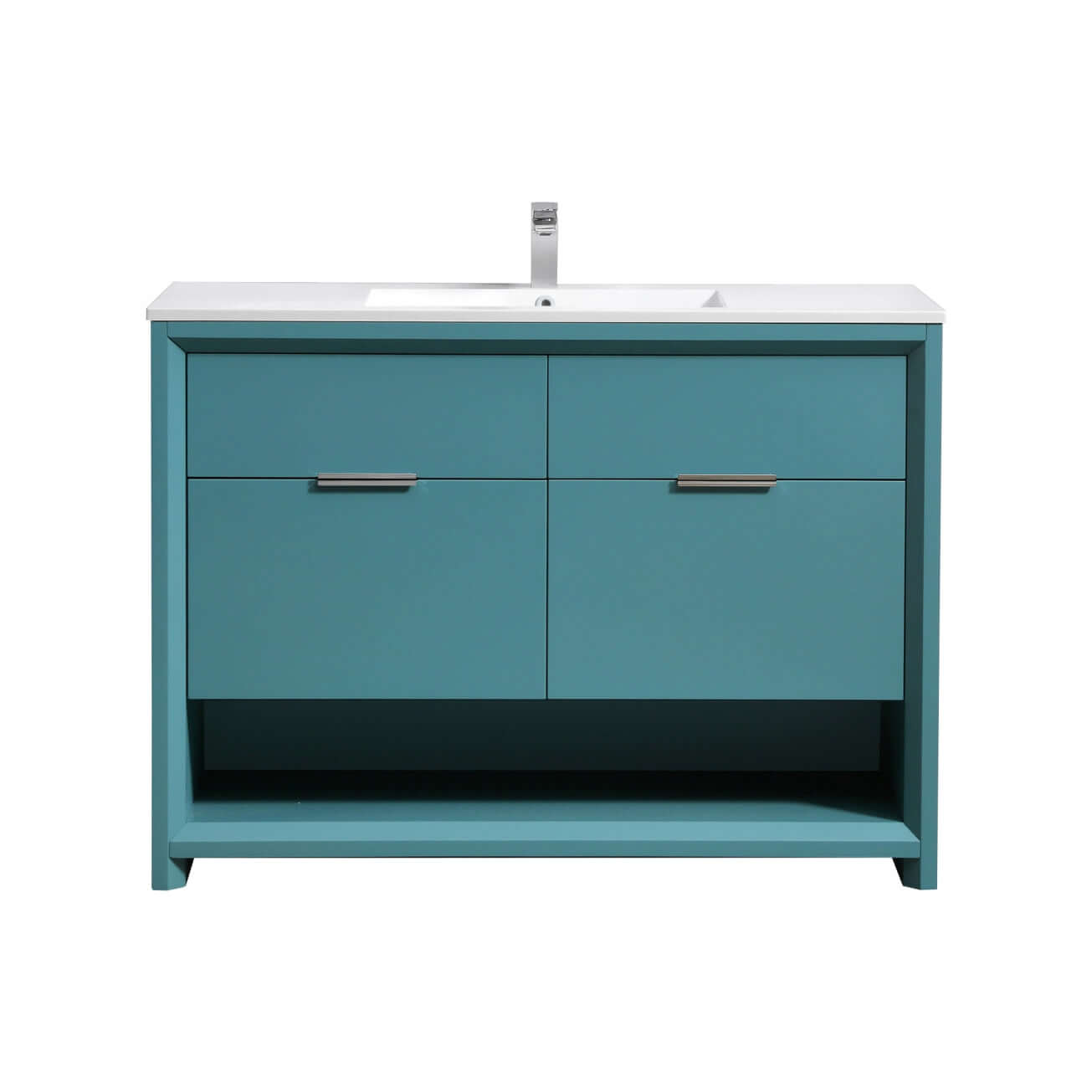 NUDO 48″ Single Sink Modern bathroom Vanity in Teal Green Finish & Gloss White Finish