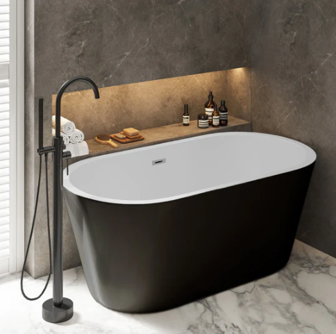 Claire 60" Freestanding Bathtub Matte Black and Matte White