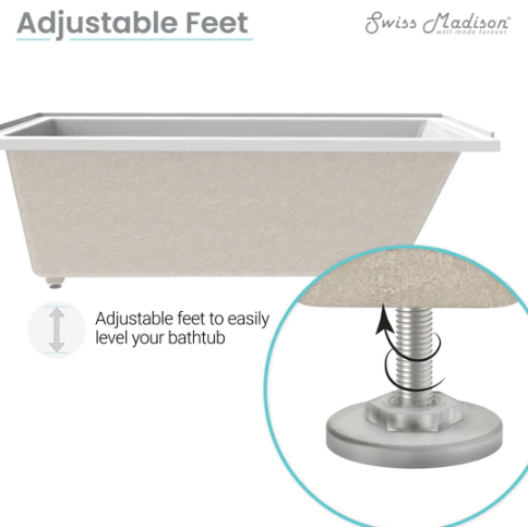 Voltaire 60"x 36" Reversible Drain Drop-In Bathtub