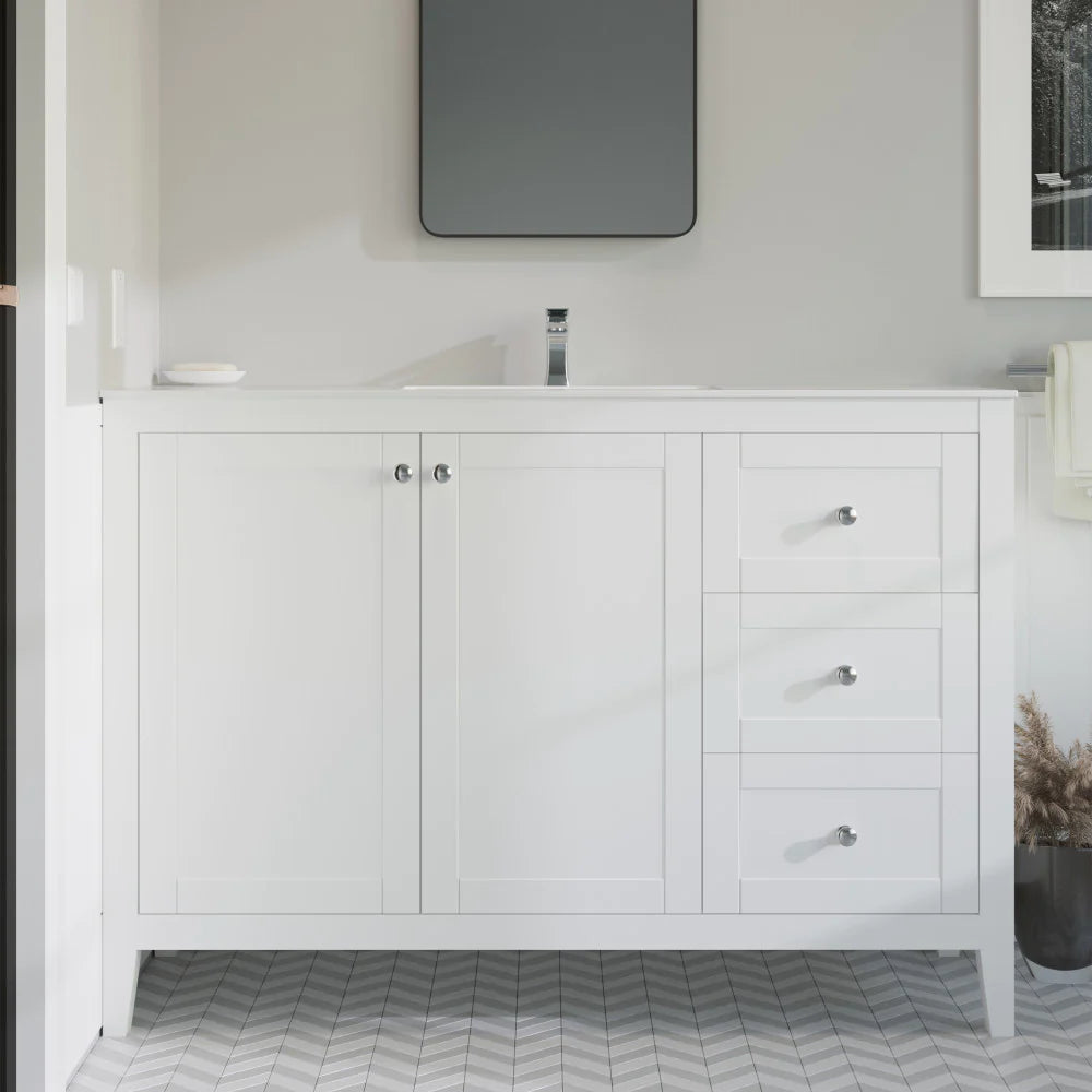 Cannes 48 Single, Two Doors, Three Drawers, Bathroom Vanity