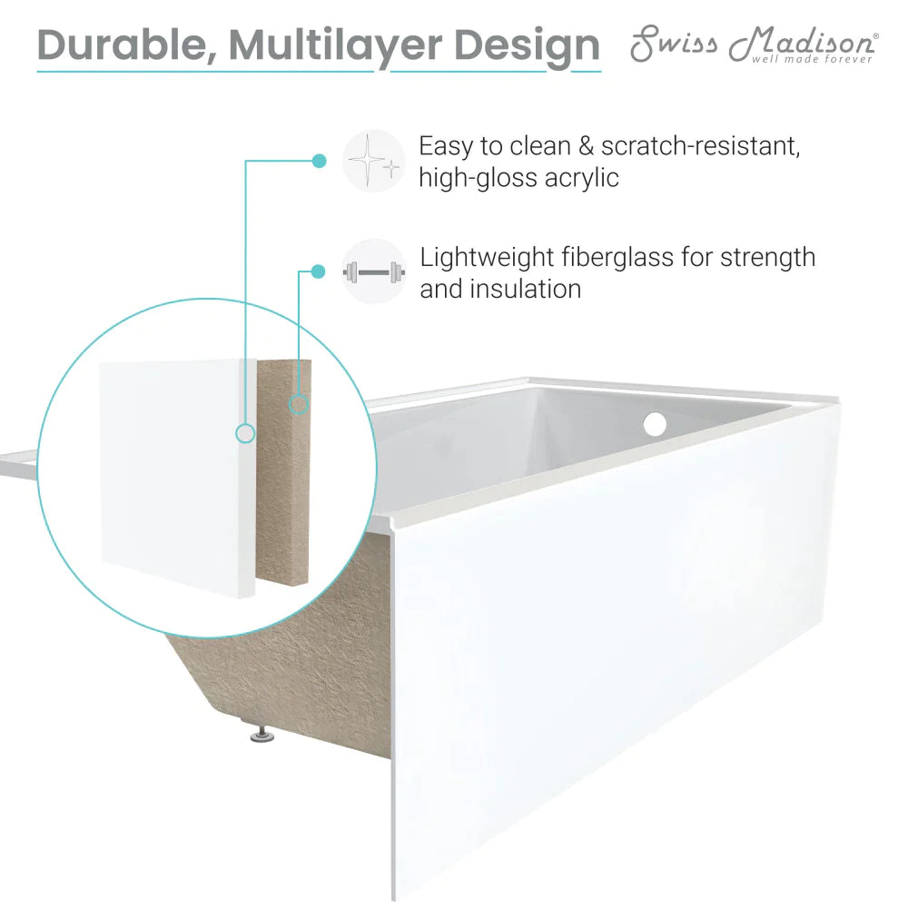 Voltaire 60" X 30" Right-Hand Drain Alcove Bathtub with Apron in Matte Black
