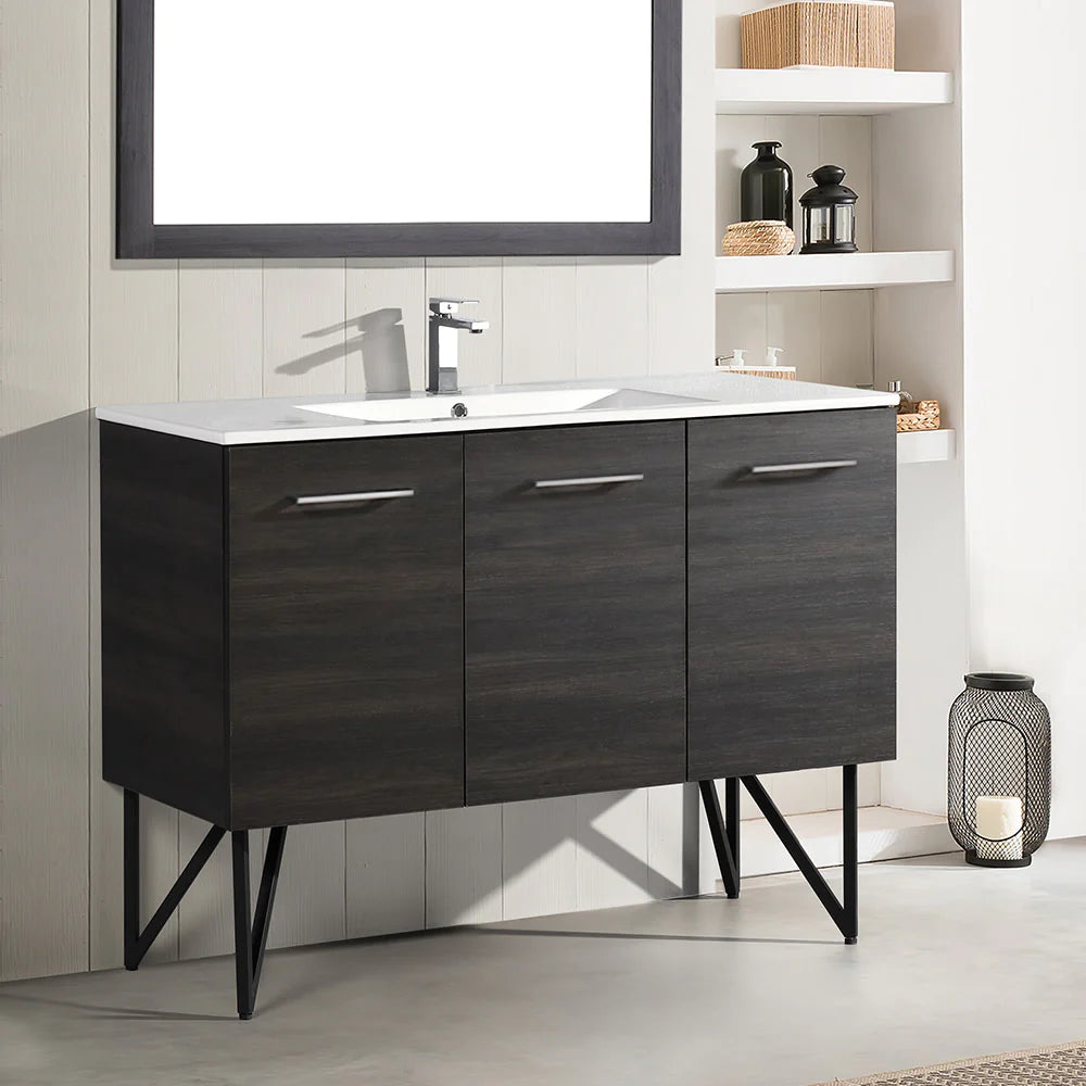 Annecy 48 Single, Black Walnut, Two Doors, One Drawer, Bathroom Vanity