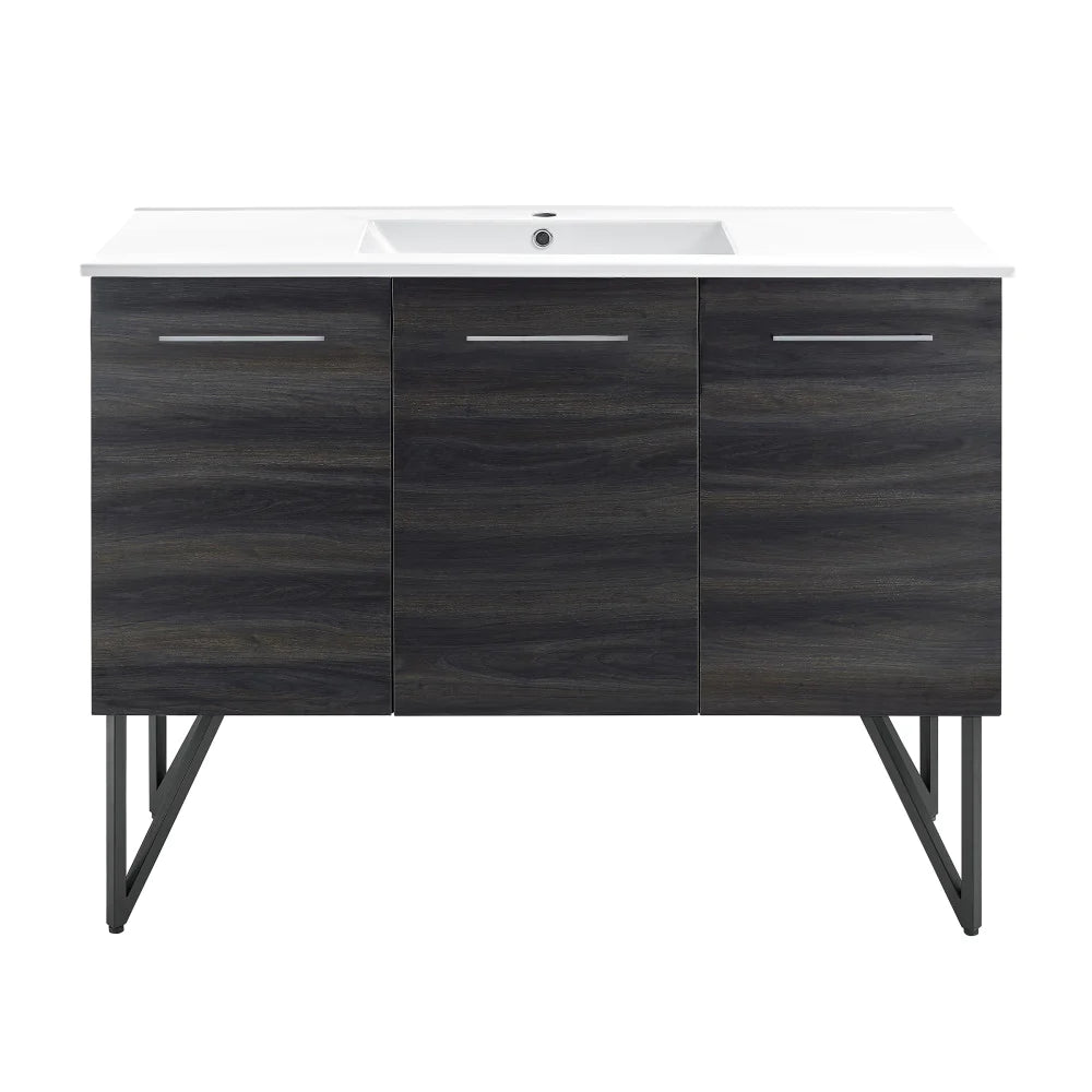 Annecy 48 Single, Black Walnut, Two Doors, One Drawer, Bathroom Vanity