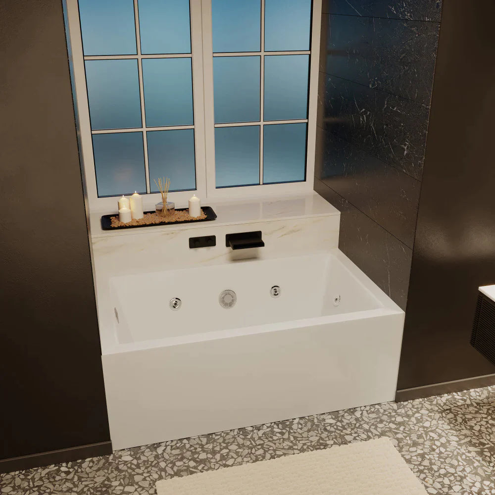 Avancer 60" x 36" Right-Hand Drain Rectangular Alcove Whirlpool Bathtub with Apron