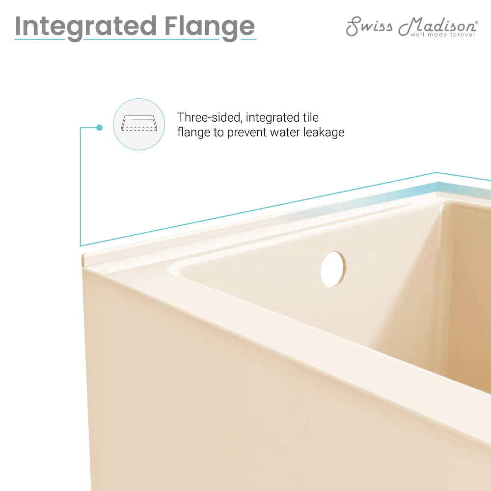 Voltaire 54" X 30" Left-Hand Drain Alcove Bathtub with Apron in Bisque
