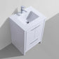 KubeBath Dolce 24″ High Gloss White Modern Bathroom Vanity with White Quartz Counter-Top