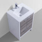 KubeBath Dolce 24″ Ash Gray Modern Bathroom Vanity with White Quartz Counter-Top
