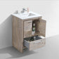 KubeBath Dolce 24″ Nature Wood Modern Bathroom Vanity with White Quartz Counter-Top