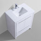 KubeBath Dolce 30″ High Gloss White Modern Bathroom Vanity with White Quartz Counter-Top