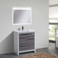 KubeBath Dolce 30″ Ash Gray Modern Bathroom Vanity with White Quartz Counter-Top