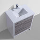KubeBath Dolce 30″ Ash Gray Modern Bathroom Vanity with White Quartz Counter-Top