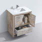 KubeBath Dolce 30″ Nature Wood Modern Bathroom Vanity with White Quartz Counter-Top