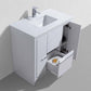 KubeBath Dolce 36″ High Gloss White Modern Bathroom Vanity with White Quartz Counter-Top