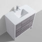 KubeBath Dolce 36″ Ash Gray Modern Bathroom Vanity with White Quartz Counter-Top