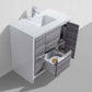 KubeBath Dolce 36″ Ash Gray Modern Bathroom Vanity with White Quartz Counter-Top