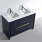 KubeBath Dolce 48″ Double Sink Blue Modern Bathroom Vanity with White Quartz Counter-Top