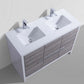 KubeBath Dolce 48″ Double Sink Ash Gray Modern Bathroom Vanity with White Quartz Counter-Top