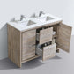 KubeBath Dolce 48″ Double Sink Nature Wood Modern Bathroom Vanity with White Quartz Counter-Top