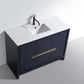 KubeBath Dolce 48″ Blue Modern Bathroom Vanity with White Quartz Counter-Top