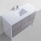 KubeBath Dolce 48″ Ash Gray Modern Bathroom Vanity with White Quartz Counter-Top