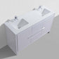 KubeBath Dolce 60″ Double Sink High Gloss White Modern Bathroom Vanity with White Quartz Counter-Top