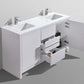 KubeBath Dolce 60″ Double Sink High Gloss White Modern Bathroom Vanity with White Quartz Counter-Top