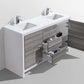 KubeBath Dolce 60″ Double Sink Ash Gray Modern Bathroom Vanity with White Quartz Counter-Top