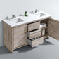 KubeBath Dolce 60″ Double Sink Nature Wood Modern Bathroom Vanity with White Quartz Counter-Top