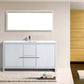KubeBath Dolce 60″ High Gloss White Modern Bathroom Vanity with White Quartz Counter-Top