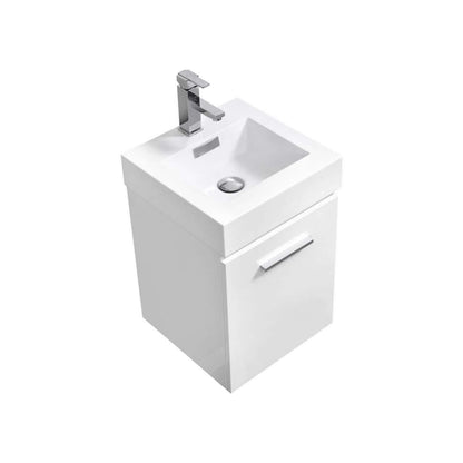Bliss 16" Wall Mount Modern Bathroom Vanity High Gloss White I Black I Grey Oak I High Gloss Gray Oak I Walnut I Nature Wood