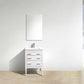 Eiffel 24'' high gloss white vanity with quartz countertop in a minimalist bathroom setting.