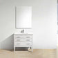 Eiffel 36'' High Gloss White Vanity with Quartz Counter Top in minimalist bathroom setting.