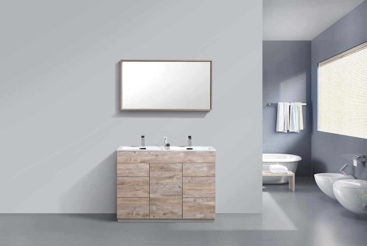 Milano 48" Double Sink Nature Wood Modern Bathroom Vanity