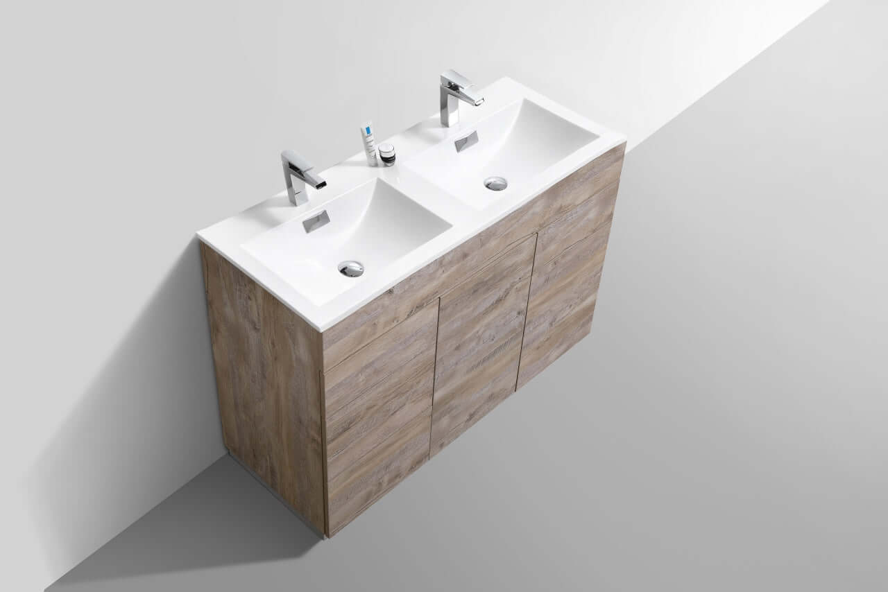 Milano 48" Double Sink Nature Wood Modern Bathroom Vanity
