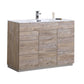 Milano 48" Single Sink Nature Wood Modern Bathroom Vanity with integrated Push-Open sliders and aluminum kickboard.