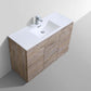 Milano 48" Single Sink Nature Wood Modern Bathroom Vanity with integrated Push-Open sliders, aluminum kickboard, and minimalist design.