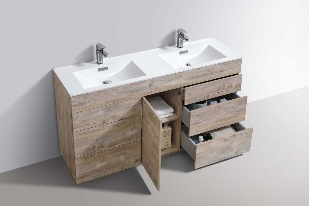Milano 48" Single Sink Nature Wood Modern Bathroom Vanity